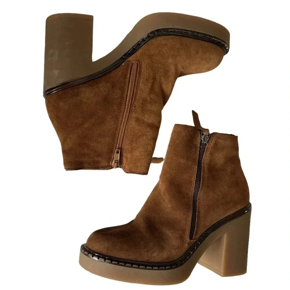 Steve Madden Moby Women's Boots Cognac Brown Suede Size 9 M